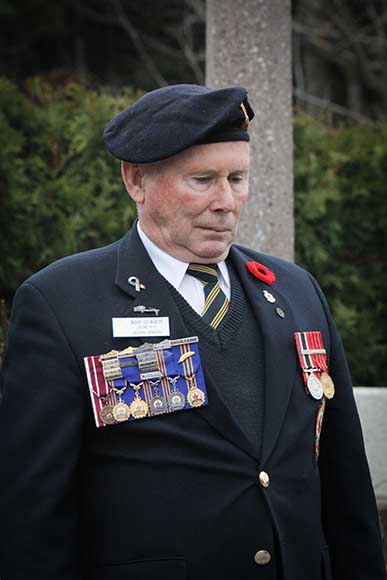 STITTSVILLE, ON. November 11, 2015. Vetran Ron Currie during Last Post. (Barry Gray/ StittsvilleCentral)