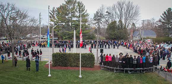 STITTSVILLE, ON. November 11, 2015. Overall view of the Cenetoph during the ceremoneis. (Barry Gray/ StittsvilleCentral)