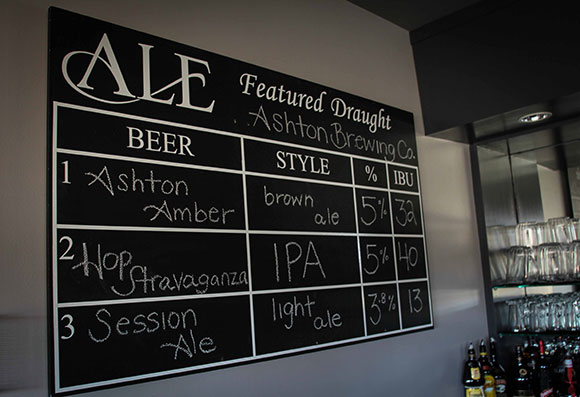 The beer board at ALE. The plan is to rotate craft/local beers every 2-3 weeks. Photo by Barry Gray.