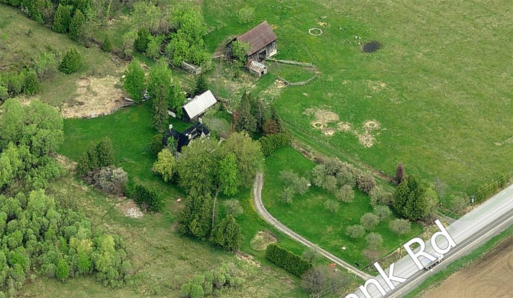 Overhead view of the farm circa 2008. Via Bing Maps.