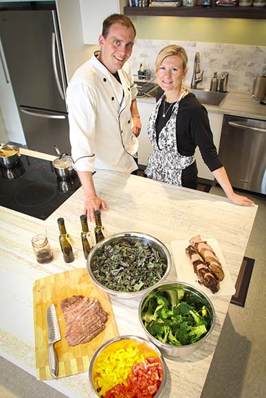 Chef Philip Munk and sous chef Alana Thomson in the Healthy Balance kitchen. Photo by Barry Gray.