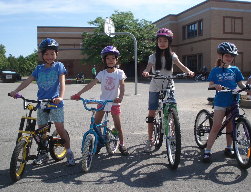 Kids participate in a CAN-BIKE course in Ottawa, 2014. Photo courtesy of Hans Moor.