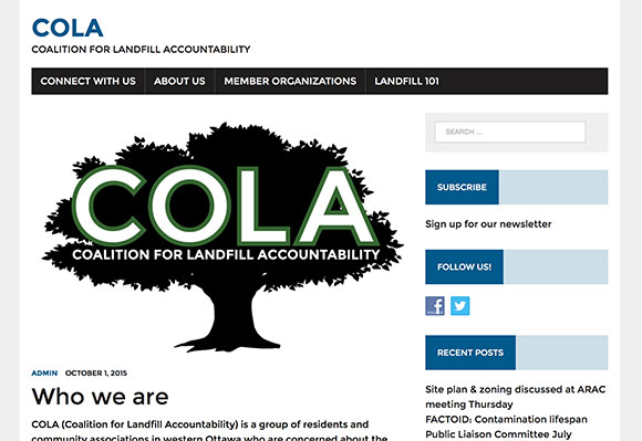 COLA web site screen shot