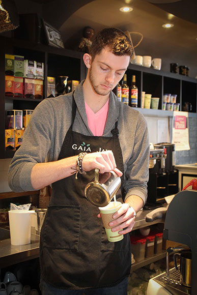Cole Wilson, a barista at Gaia Java. Photo by Barry Gray