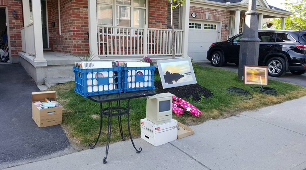 A front lawn garage sale