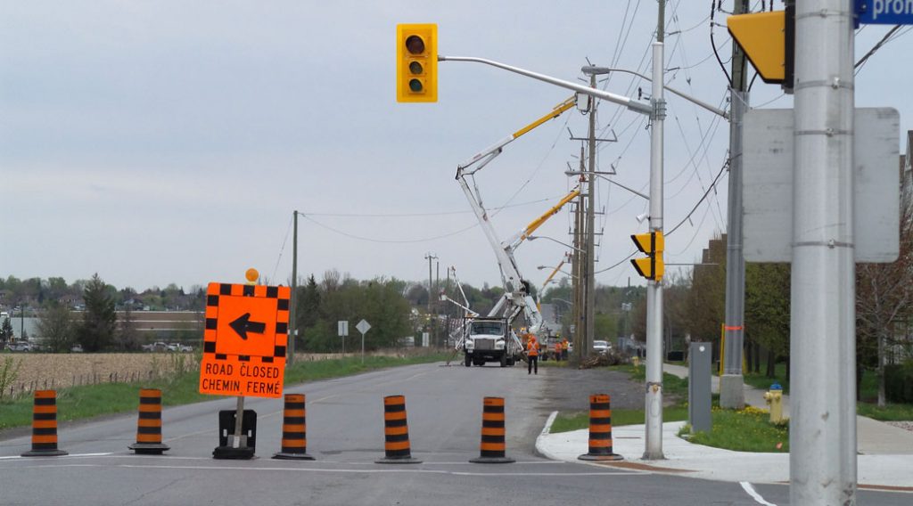 Hydro pole relocation on Maple Grove on May 14.