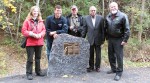Unveiling of the Kemp Woodland plaque. Left to right: Janet Mason (Ottawa Stewardship Council), Glen Carr (Sacred Heart High School), Phil Sweetnam (Stittsville Village Association), Councillor Shad Qadri, Wayne French (Waste Management).