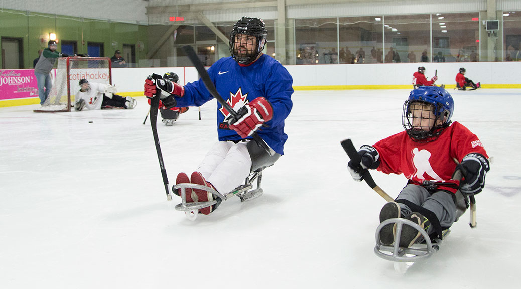 Canada’s National Sledge Team was on the ice for two hours with some players from Sledge Hockey of Eastern Ontario. Photo by James Emery, Hockey Canada Images.