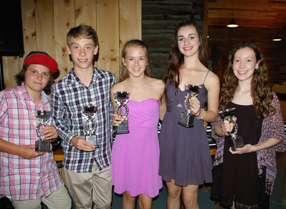 Taking home “Most Improved” awards for Pointe of Grace’s Intermediate team were: (left to right) Liam How, JoJo Inman, Molly Saunders, Odessa Johnson and Emily Coady.