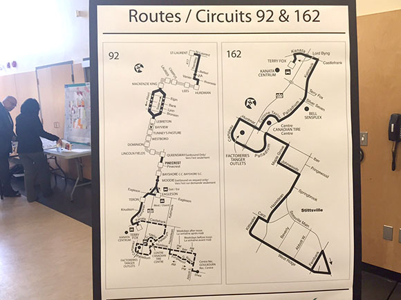New route maps were on display for the 92 and 162. Photo by Jordan Mady.