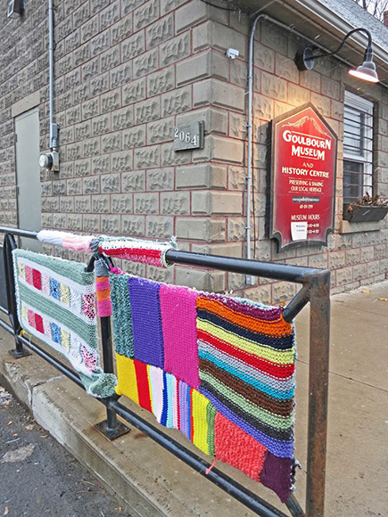 Yarn bombing at the Goulbourn Museum
